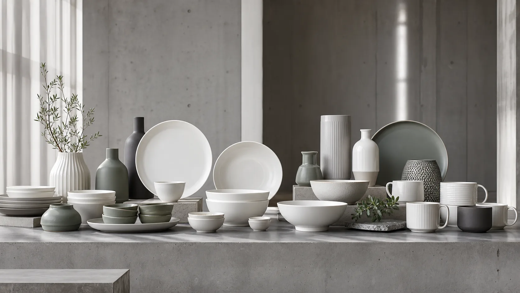 Minimal porcelain plates bowls mugs and decor ceramics