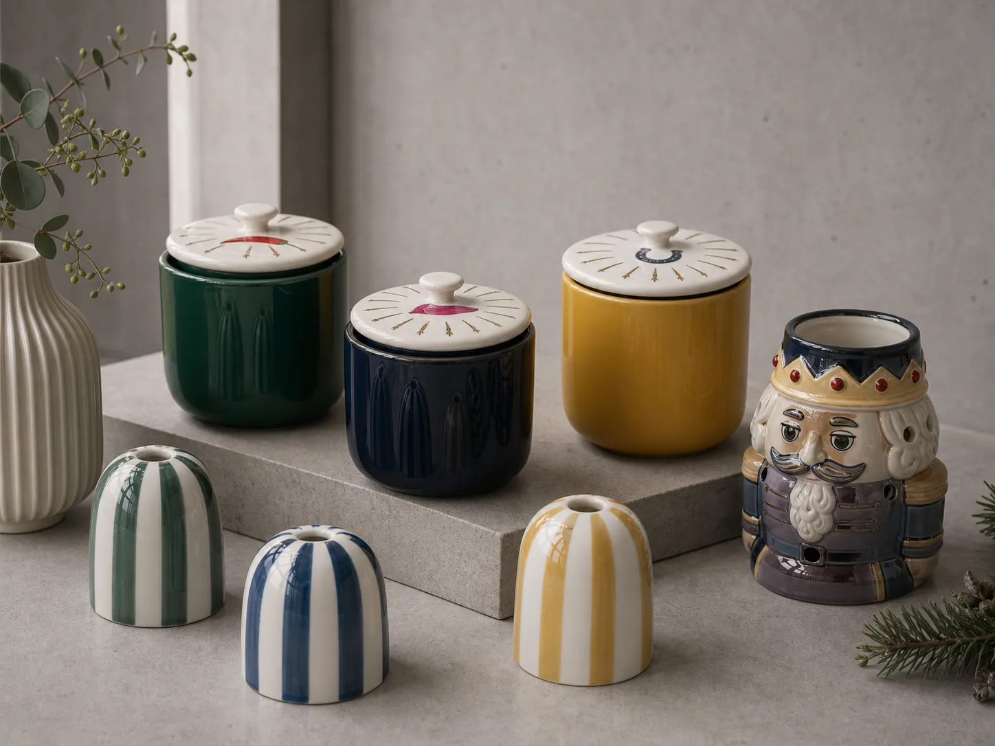 Custom ceramic canisters, jars, and decorative vessels in custom colors and finishes