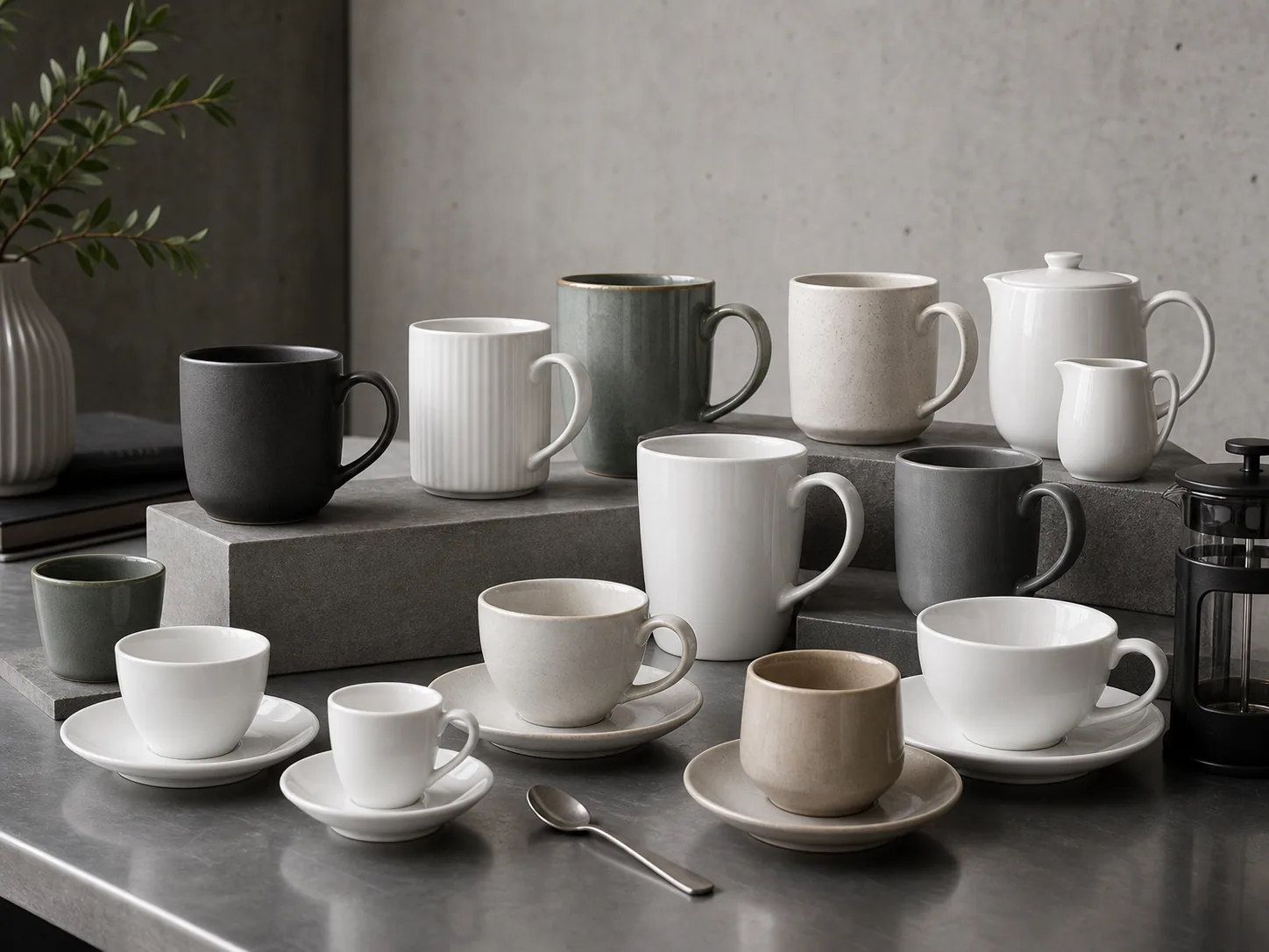 Ceramic mugs coffee cups espresso cups tea cups and saucers
