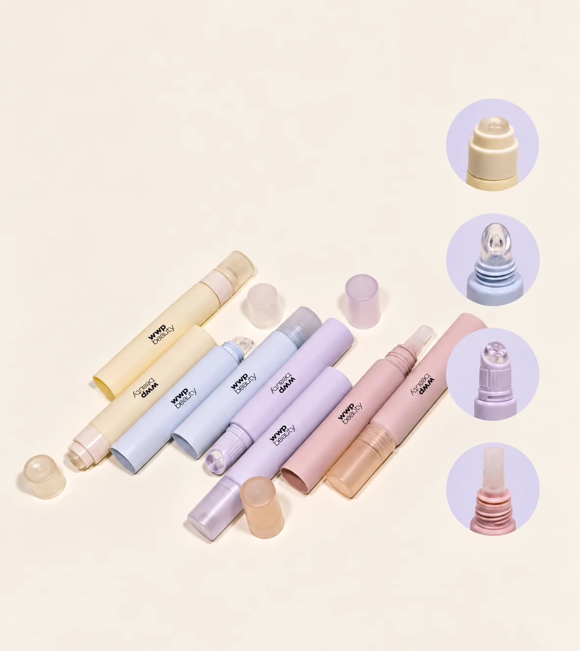 Pastel treatment formats with a range of precision applicator details