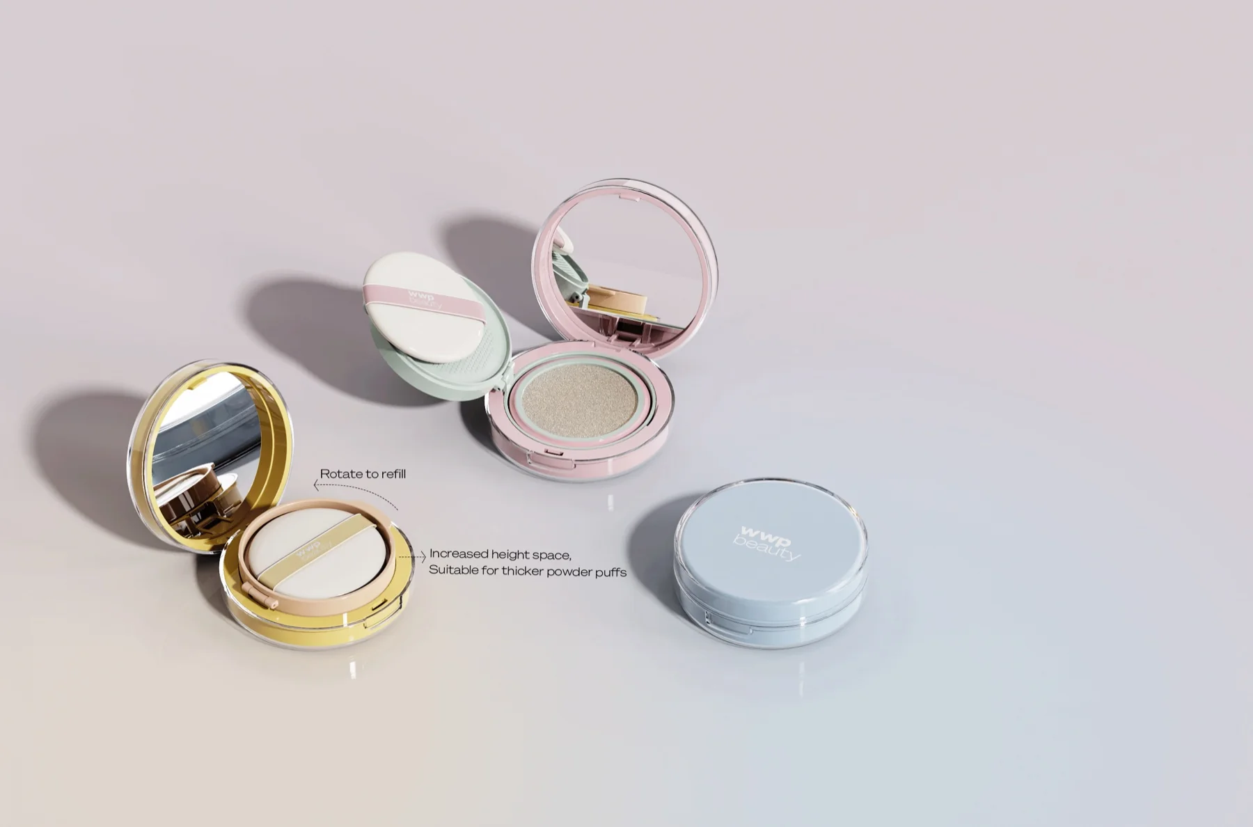 Rotate-to-refill cushion compact
