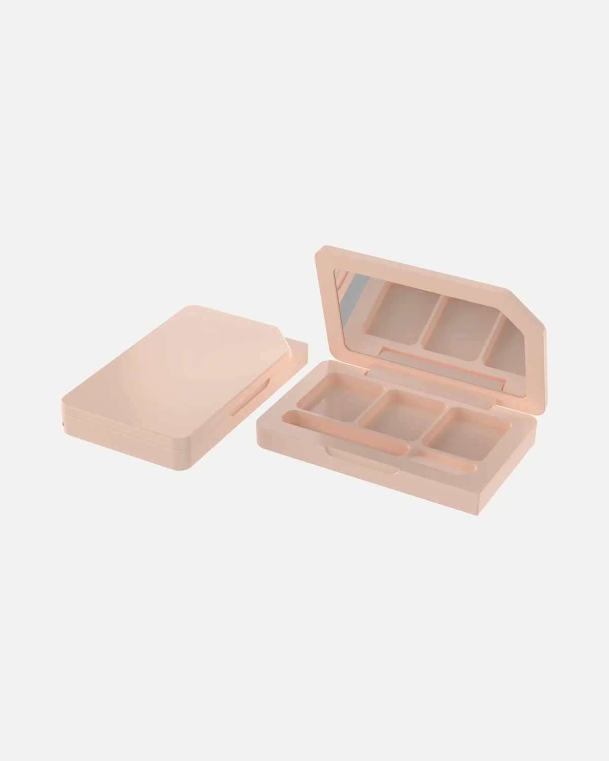 Rectangular three-well makeup palette