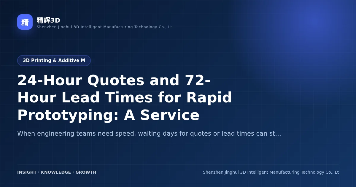 24-Hour Quotes and 72-Hour Lead Times for Rapid Prototyping: A Service Workflow That De-Risks Product Development