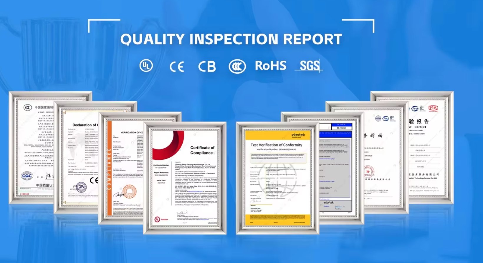 SANDA Quality Certifications - UL, CE, CB, RoHS, SGS